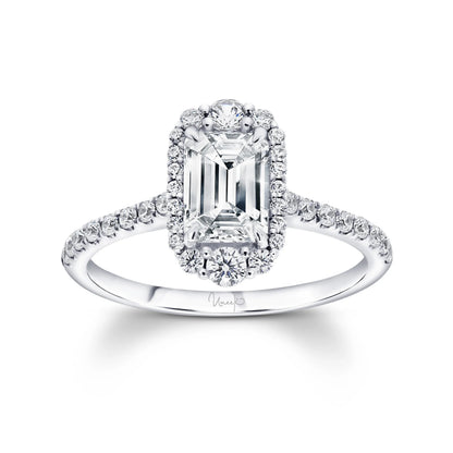Uneek Petals Collection Halo Emerald Cut Engagement Ring