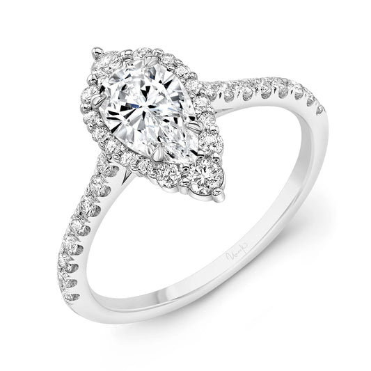 Uneek Petals Collection Halo Pear Shaped Engagement Ring