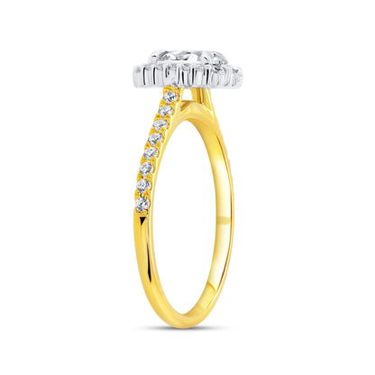 Uneek Petals Collection Halo Oval Shaped Engagement Ring