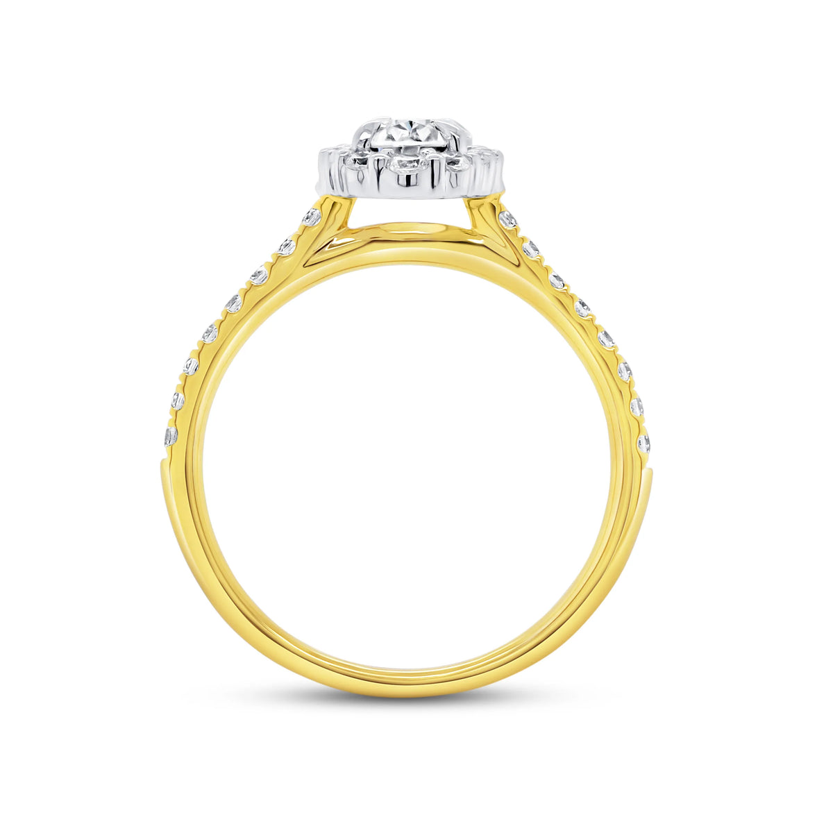 Uneek Petals Collection Halo Oval Shaped Engagement Ring