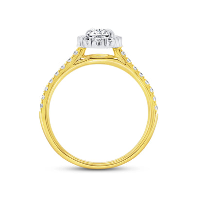Uneek Petals Collection Halo Oval Shaped Engagement Ring