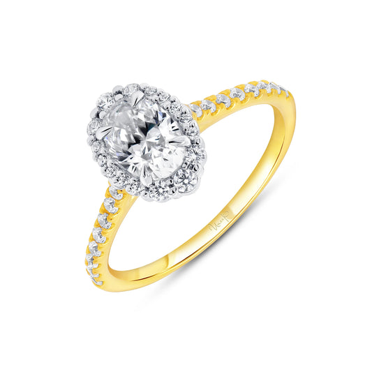 Uneek Petals Collection Halo Oval Shaped Engagement Ring