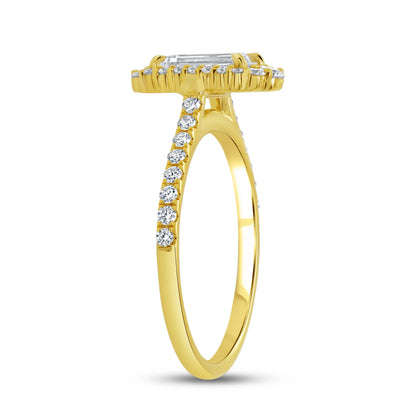 Uneek Petals Collection Halo Emerald Cut Diamond Engagement Ring