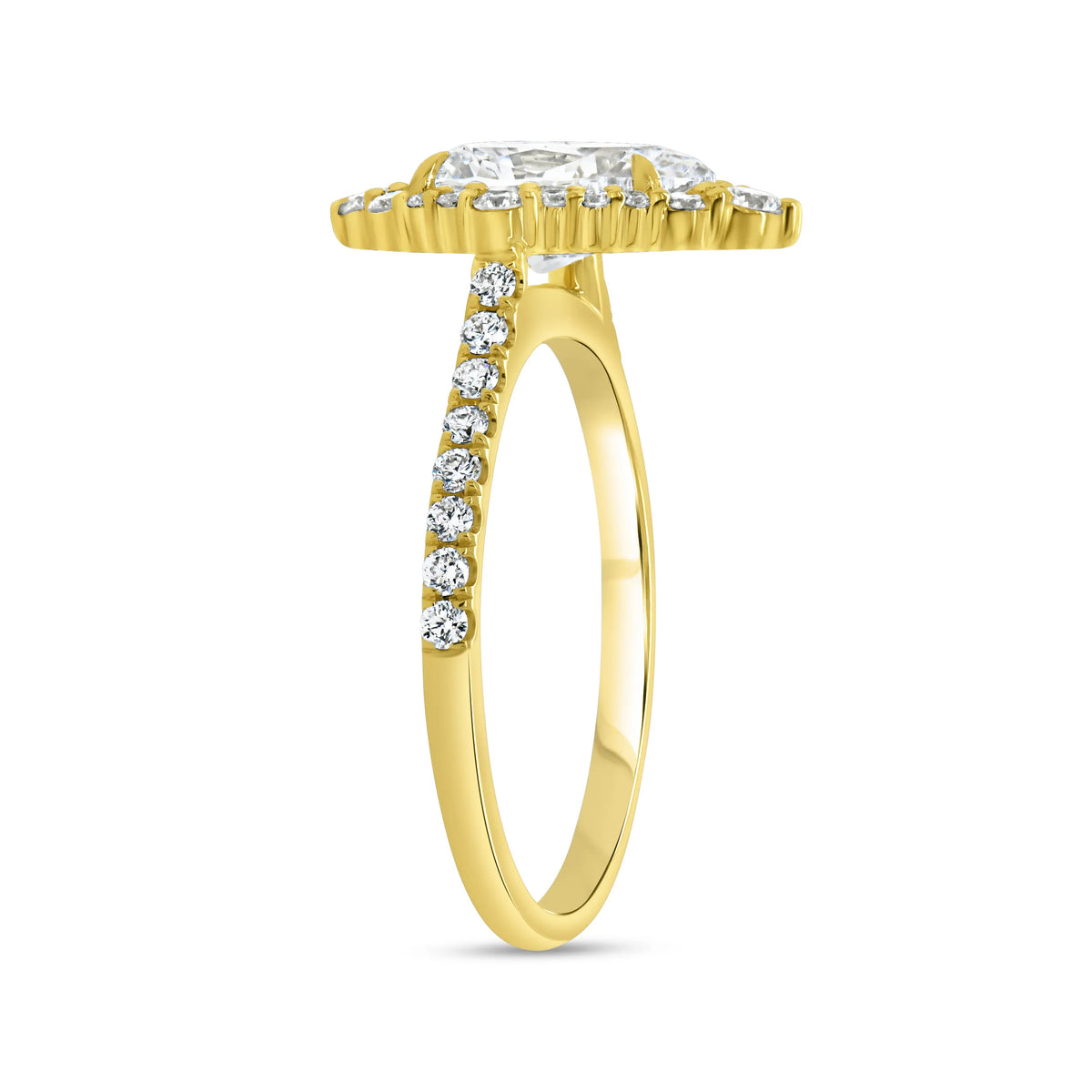 Uneek Petals Collection Halo Pear Shaped Engagement Ring