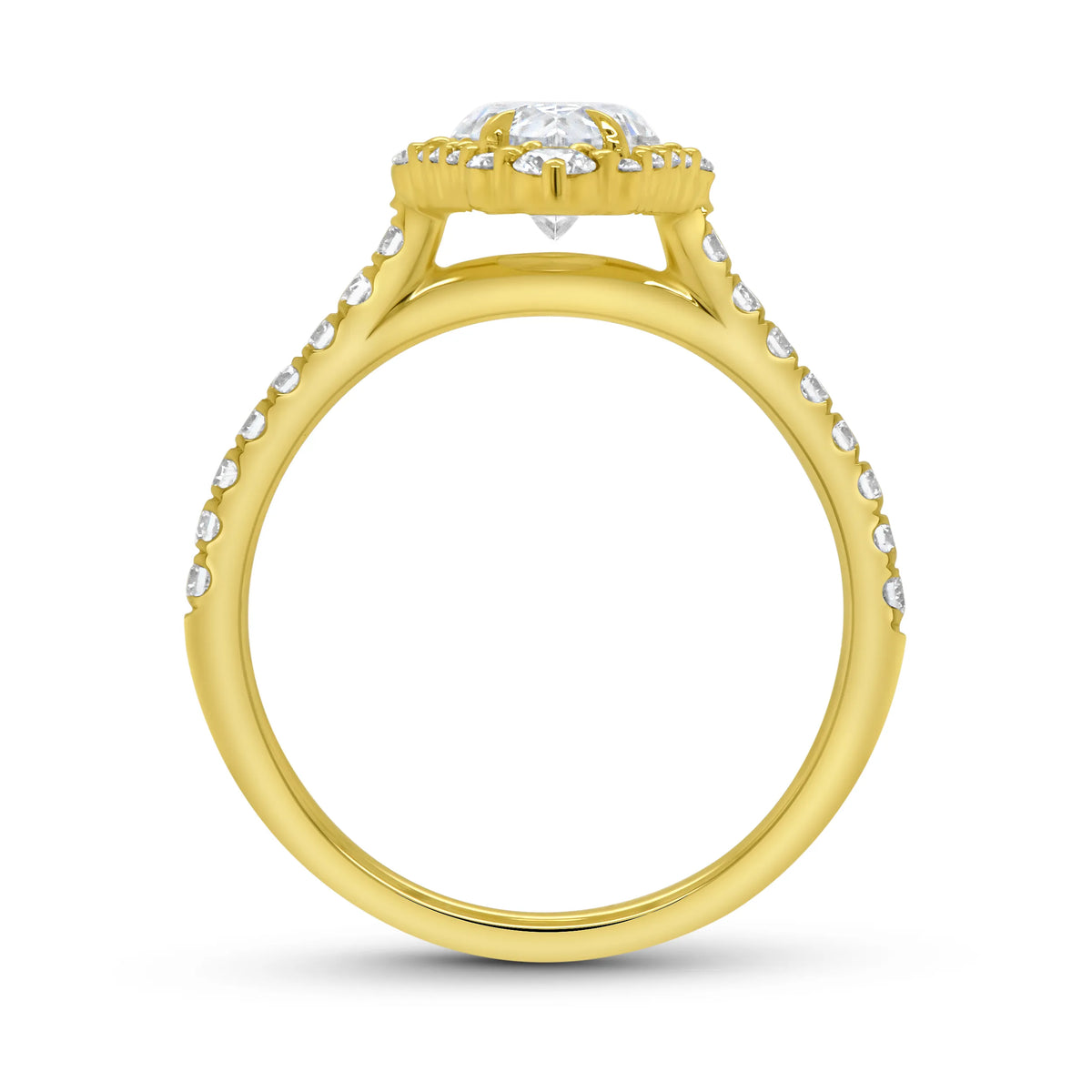 Uneek Petals Collection Halo Pear Shaped Engagement Ring