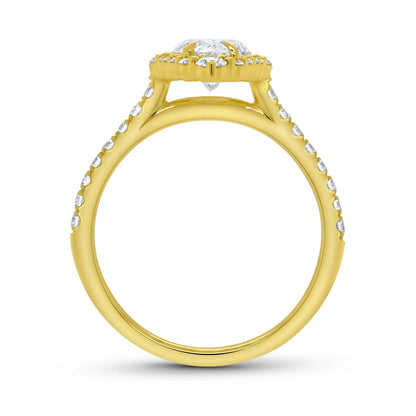 Uneek Petals Collection Halo Pear Shaped Engagement Ring