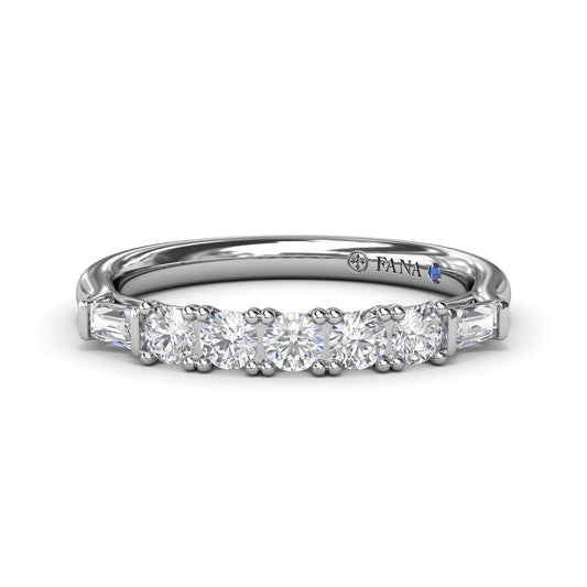 Round and Tapered Baguette Diamond Wedding Band