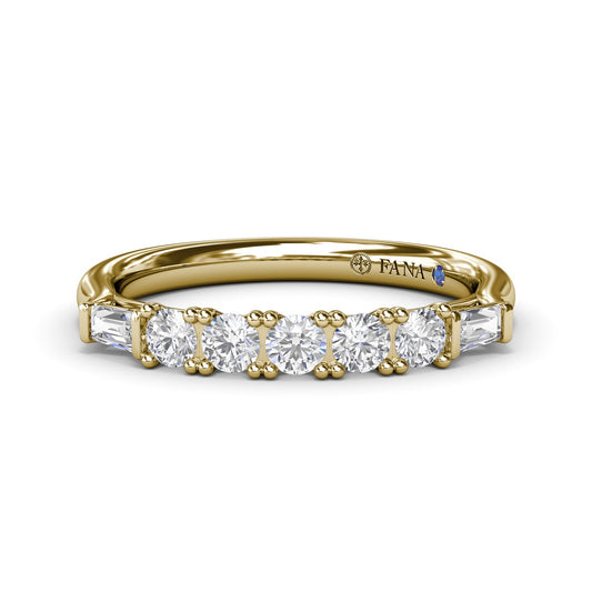 Round and Tapered Baguette Diamond Wedding Band