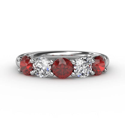 Chunky Ruby and  Shared Prong Anniversary Band