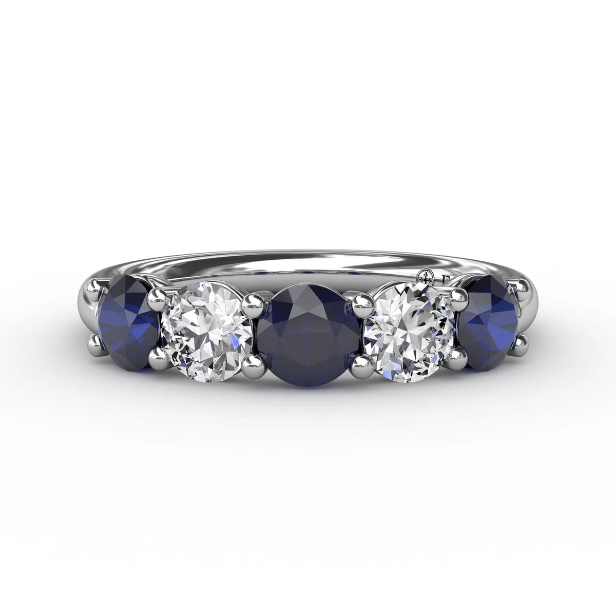 Chunky Sapphire and  Shared Prong Anniversary Band