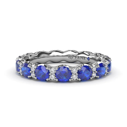 Round Sapphire and  Eternity Band