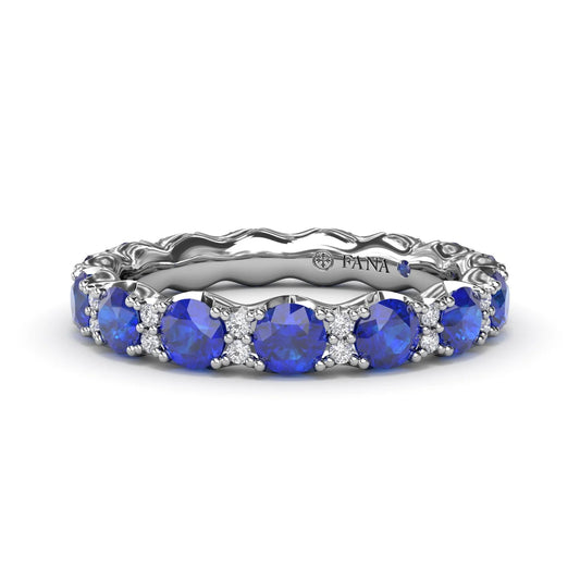 Round Sapphire and  Eternity Band