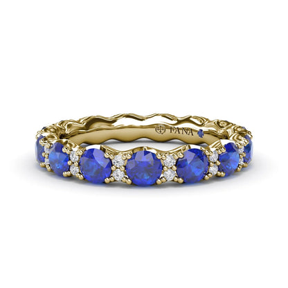 Round Sapphire and  Eternity Band