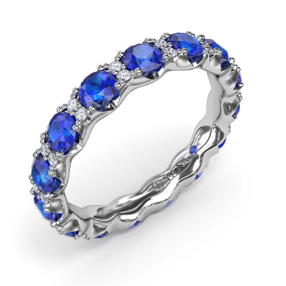 Round Sapphire and  Eternity Band