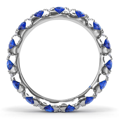 Round Sapphire and  Eternity Band