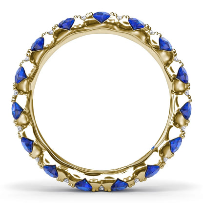 Round Sapphire and  Eternity Band