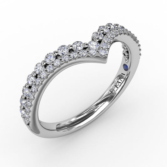 Tiered Prong Set Chevron Diamond Band