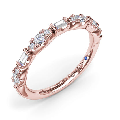 Round Clusters and Emerald Cut  Wedding Ring