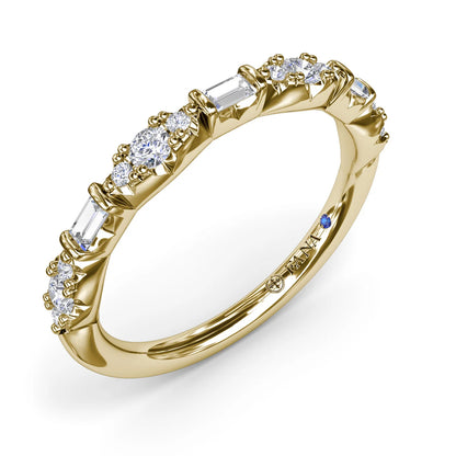Round Clusters and Emerald Cut  Wedding Ring