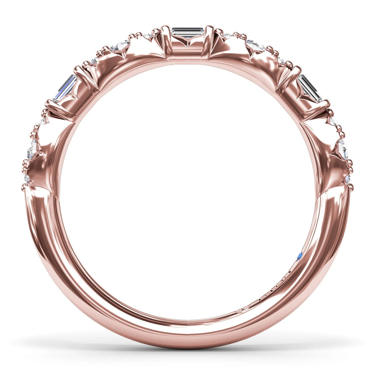 Round Clusters and Emerald Cut  Wedding Ring