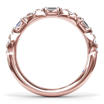 Round Clusters and Emerald Cut  Wedding Ring
