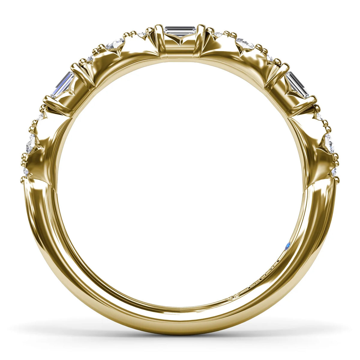 Round Clusters and Emerald Cut  Wedding Ring