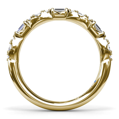 Round Clusters and Emerald Cut  Wedding Ring