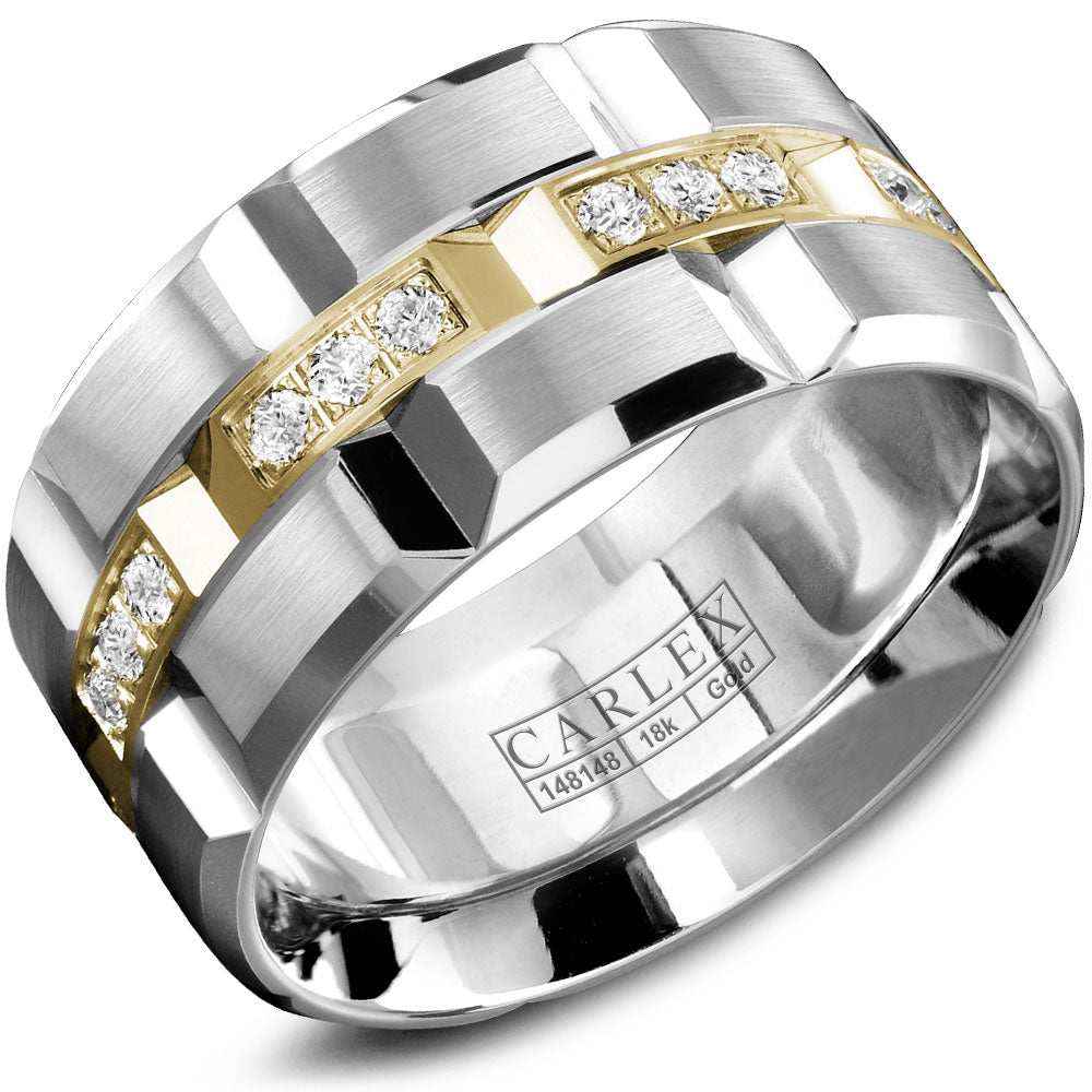 11.00mm Carlex Wedding Band in Y&W Gold With 24 RD, TCW 0.47ct