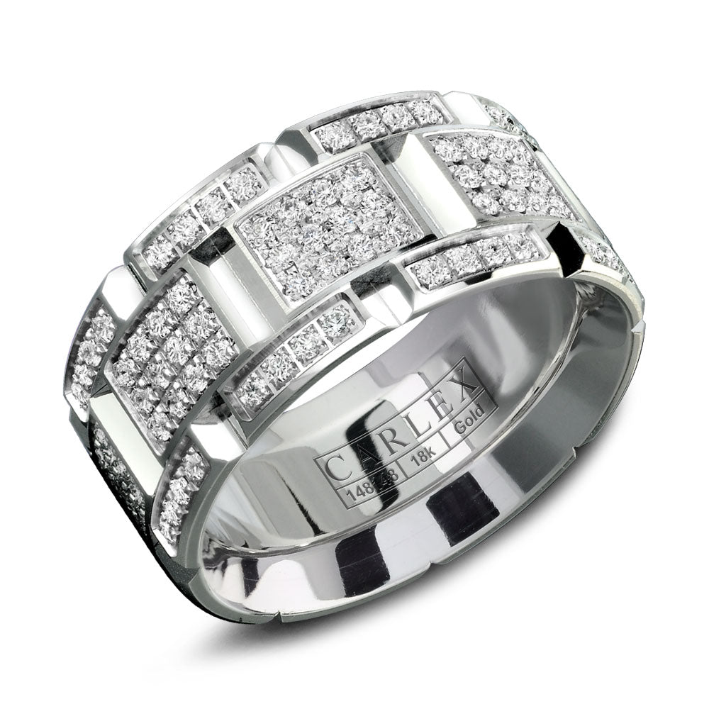 9.50mm Carlex Wedding Band in White Gold With 160 RD, TCW 0.99ct