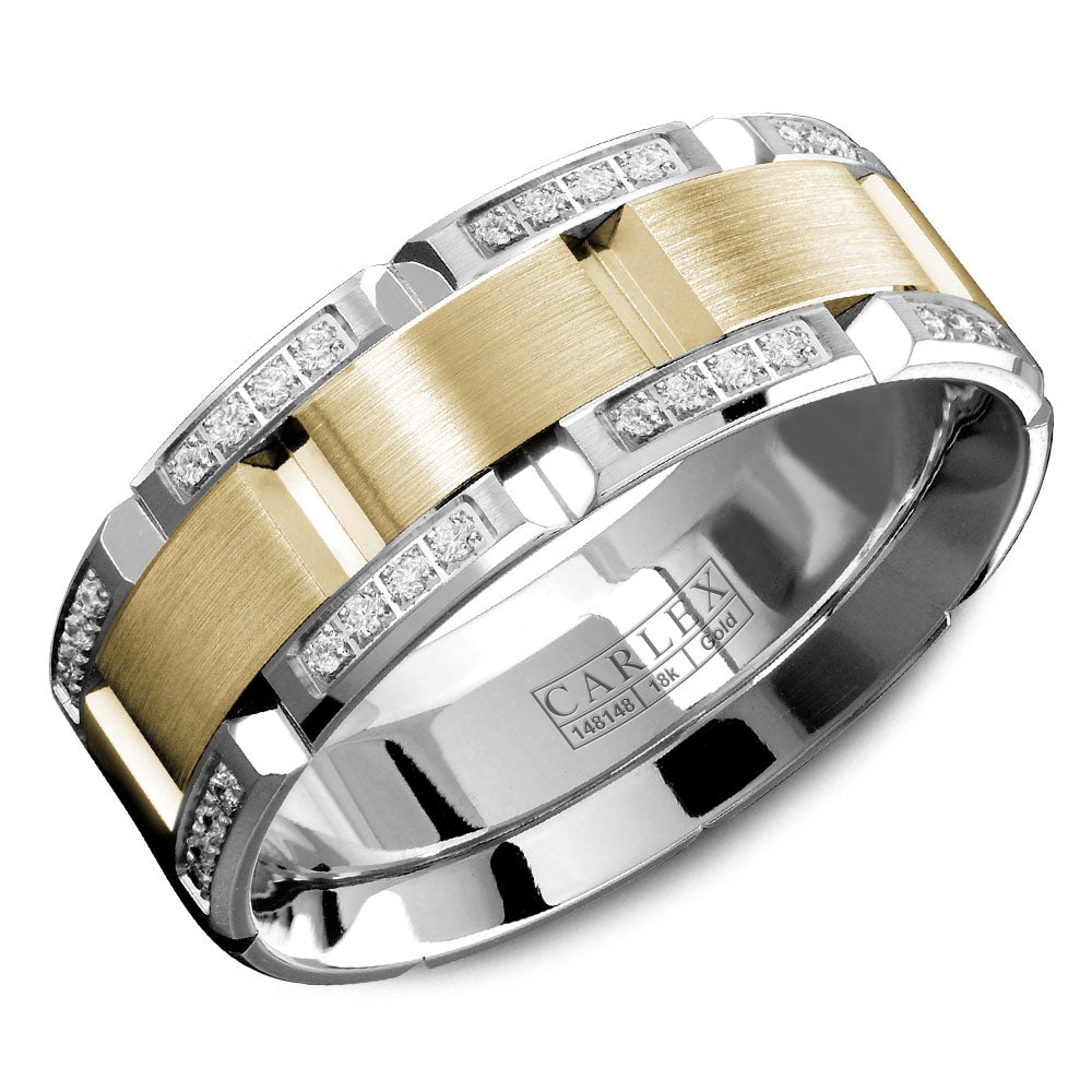 7.50mm Carlex Wedding Band in Y&W Gold With 64 RD, TCW 0.42ct