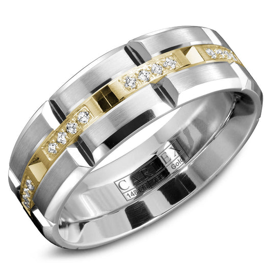 7.50mm Carlex Wedding Band in Y&W Gold With 32 RD, TCW 0.21ct