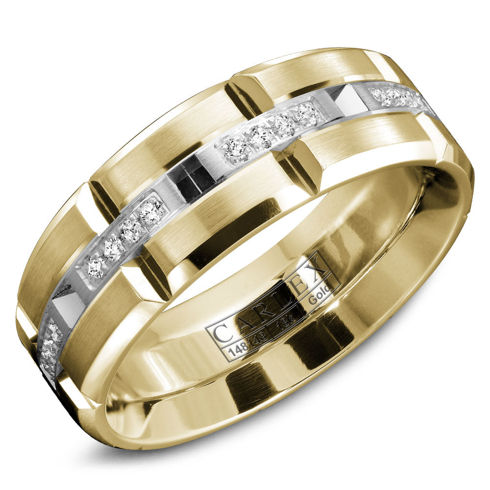 7.50mm Carlex Wedding Band in W&Y Gold With 32 RD, TCW 0.2ct