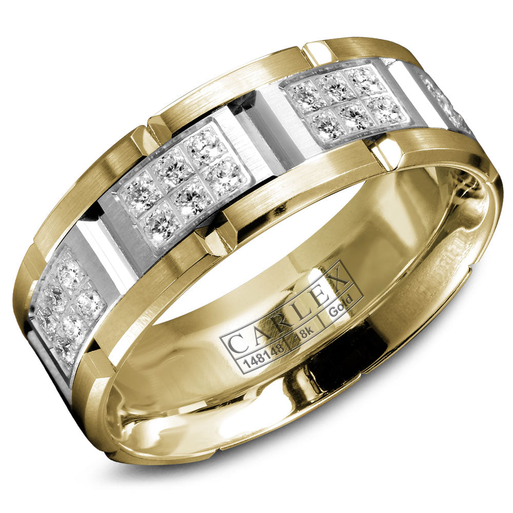 7.50mm Carlex Wedding Band in W&Y Gold With 48 RD, TCW 0.6ct