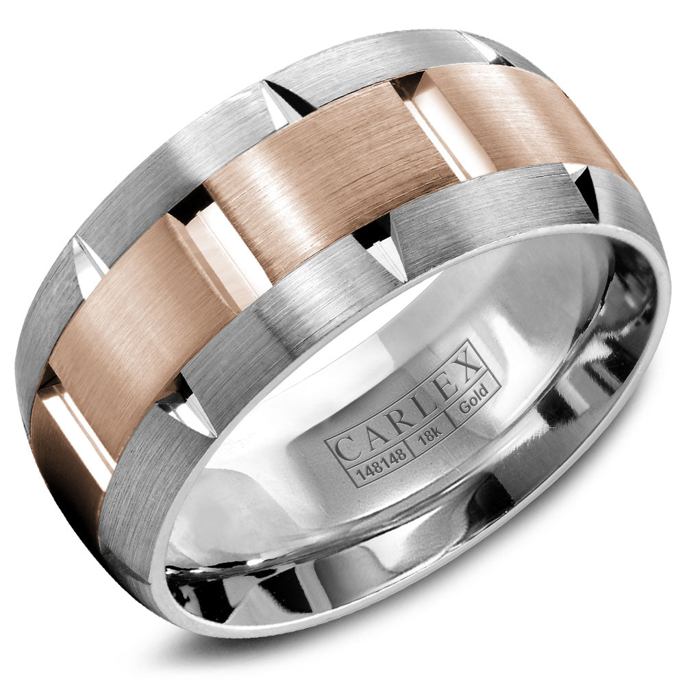 9.50mm Carlex Wedding Band in R&W Gold