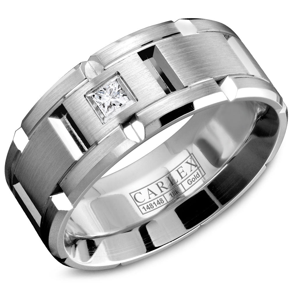 9.00mm Carlex Wedding Band in White Gold With 1 PR, TCW 0.1ct