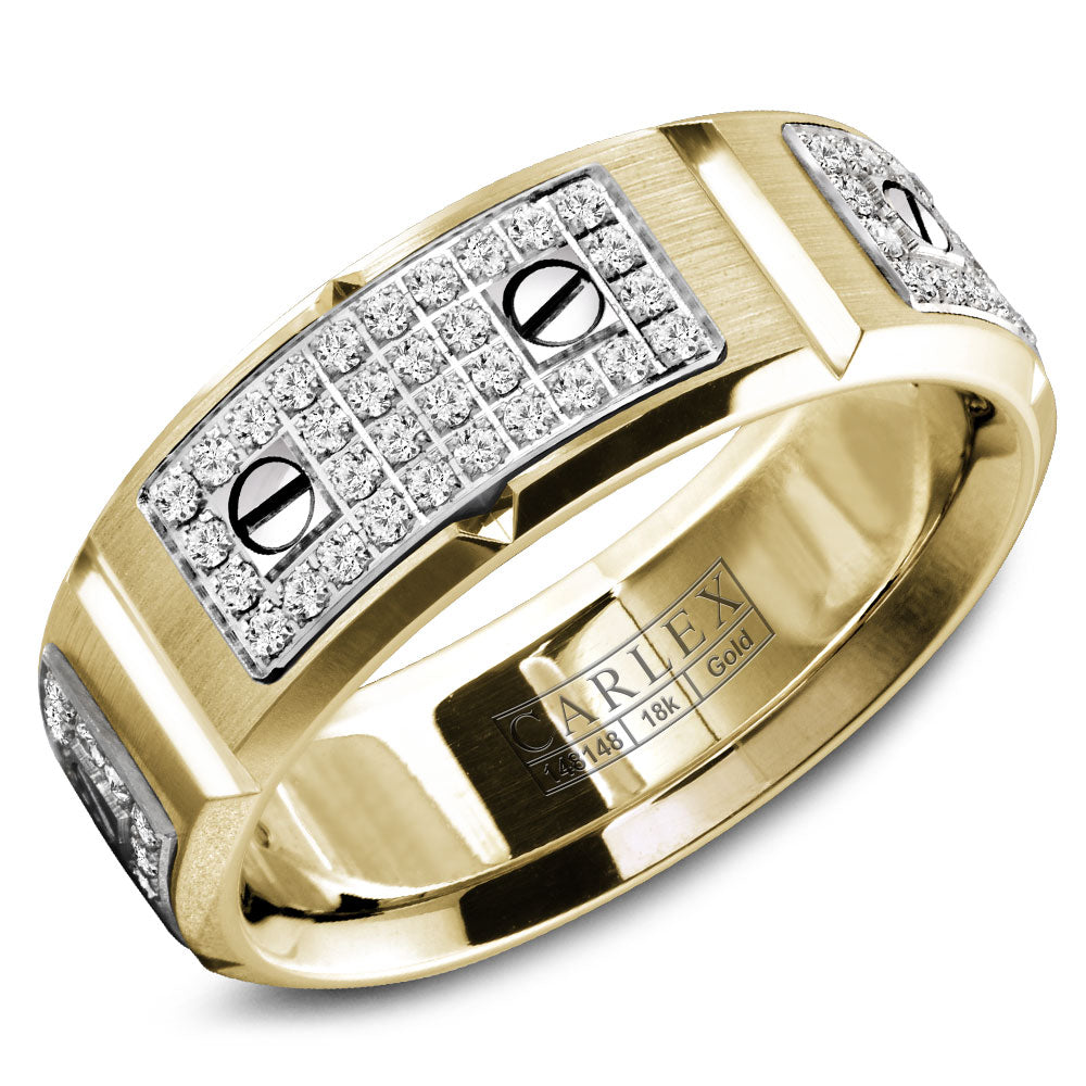 8.00mm Carlex Wedding Band in W&Y Gold With 128 RD, TCW 0.81ct