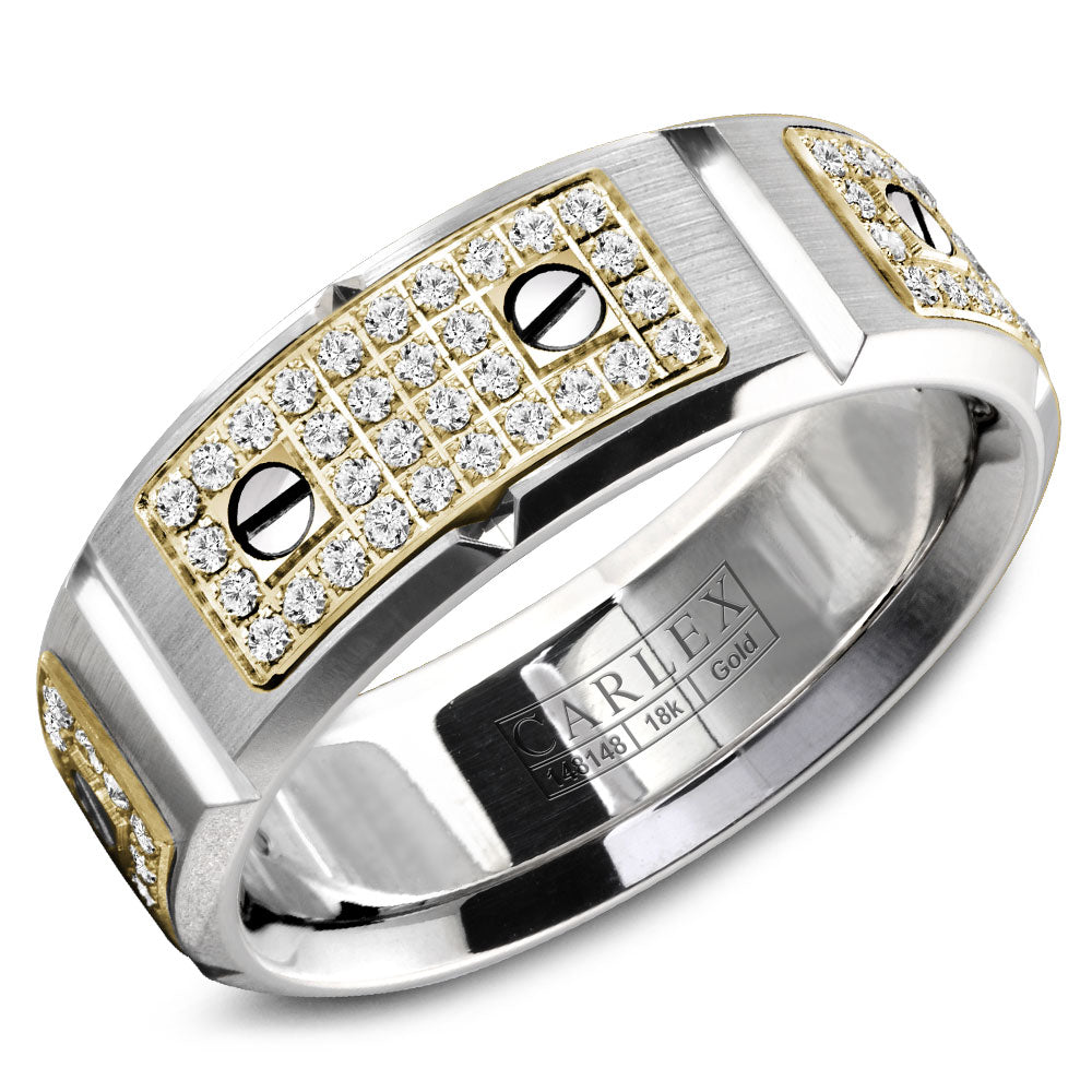 8.00mm Carlex Wedding Band in Y&W Gold With 128 RD, TCW 0.81ct