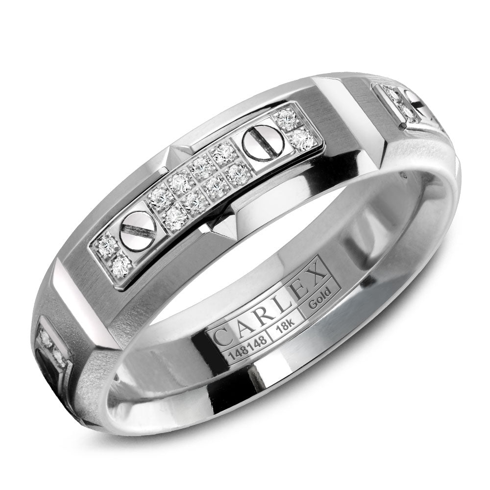 6.50mm Carlex Wedding Band in White Gold With 48 RD, TCW 0.36ct
