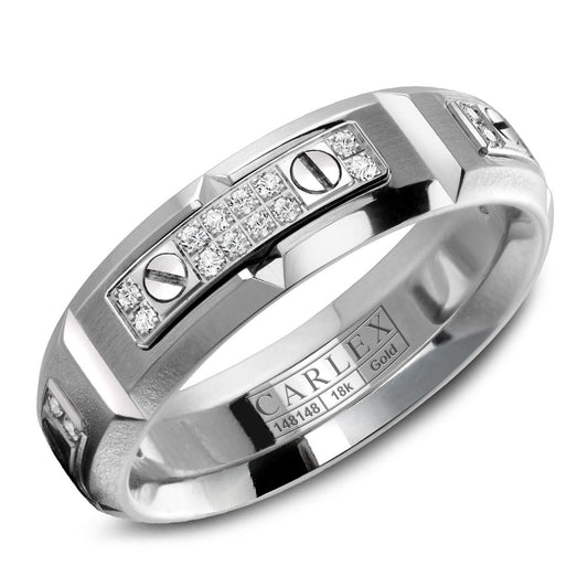 6.50mm Carlex Wedding Band in White Gold With 48 RD, TCW 0.36ct