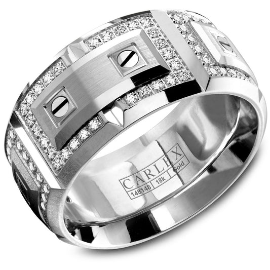 11.00mm Carlex Wedding Band in White Gold With 112 RD, TCW 0.67ct