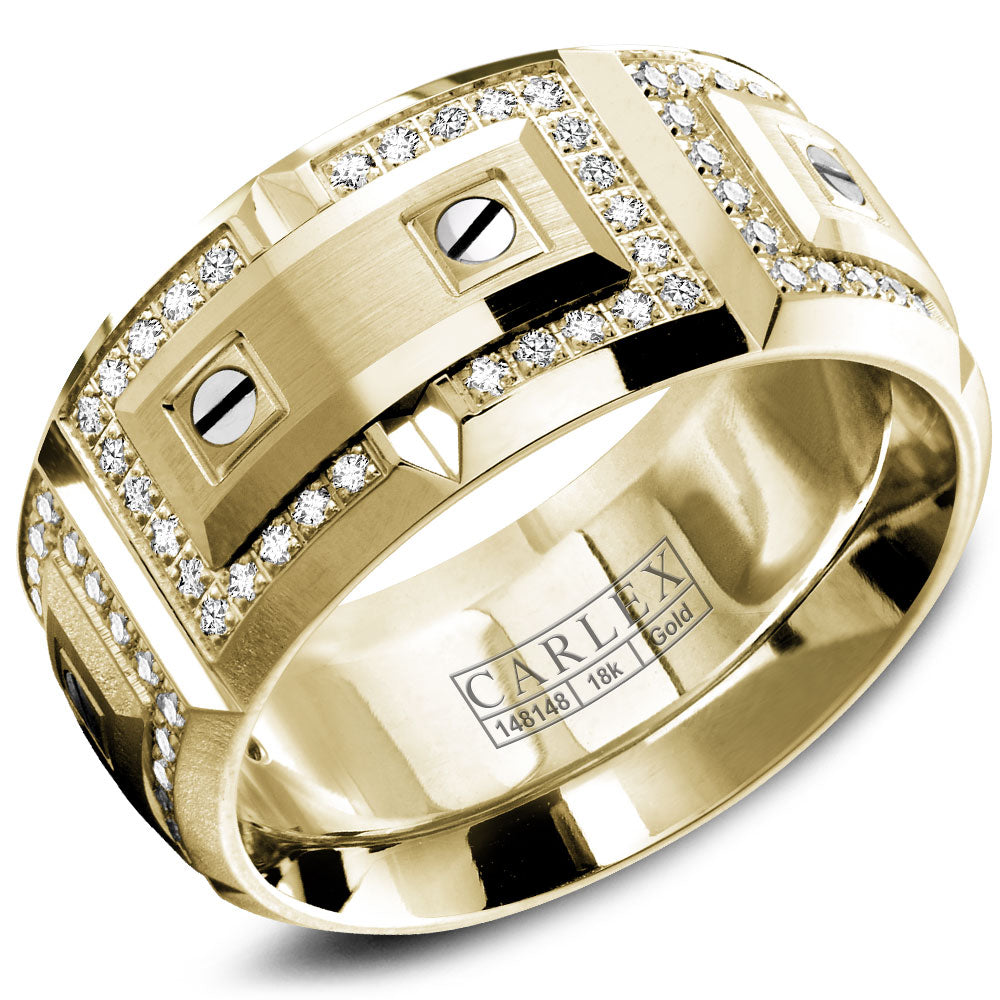 11.00mm Carlex Wedding Band in Yellow Gold With 112 RD, TCW 0.67ct