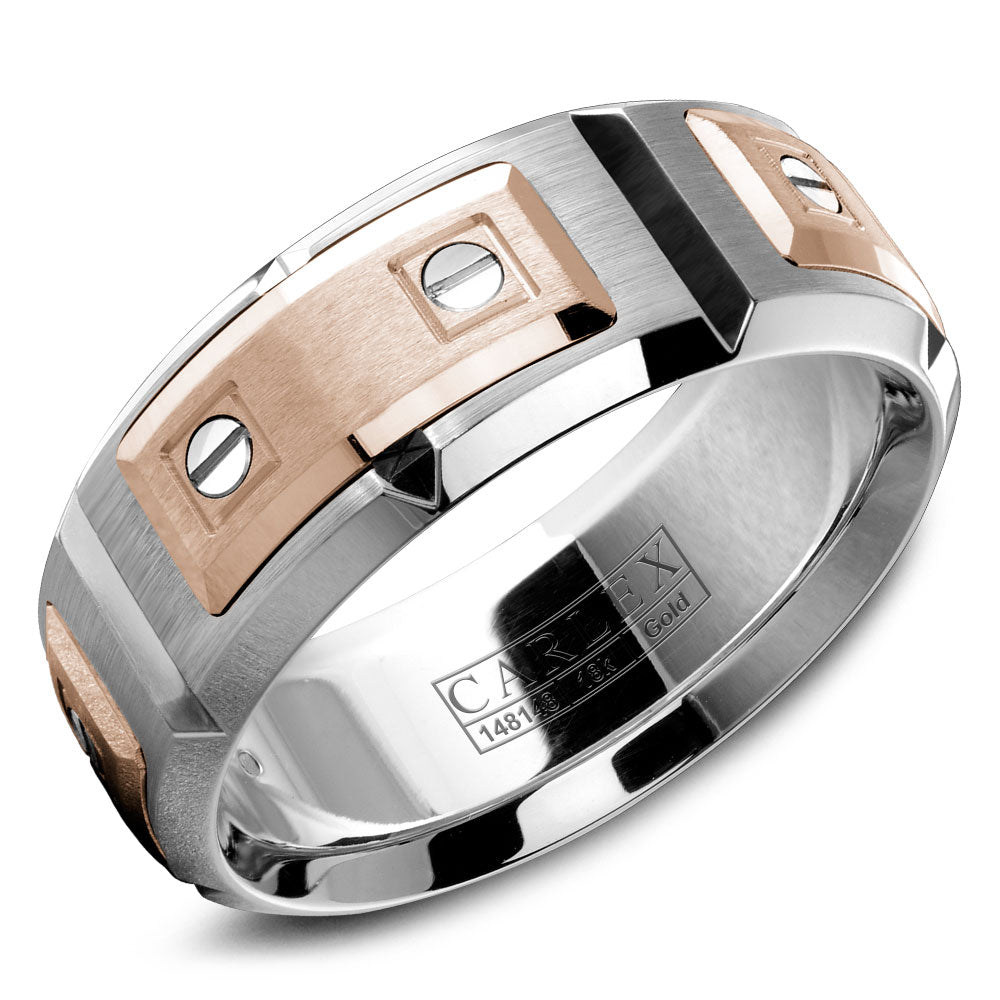 8.00mm Carlex Wedding Band in R&W Gold