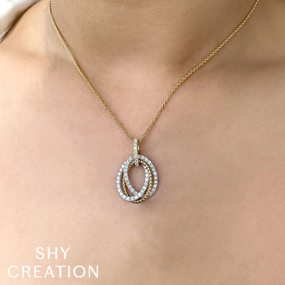 1.00Ct 14K2T Y/W Diamond Oval Necklace