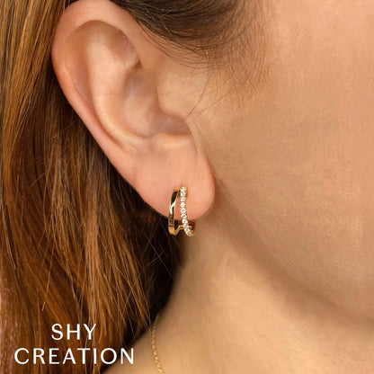 0.28Ct 14K Y/G Diamond Hoop Earring