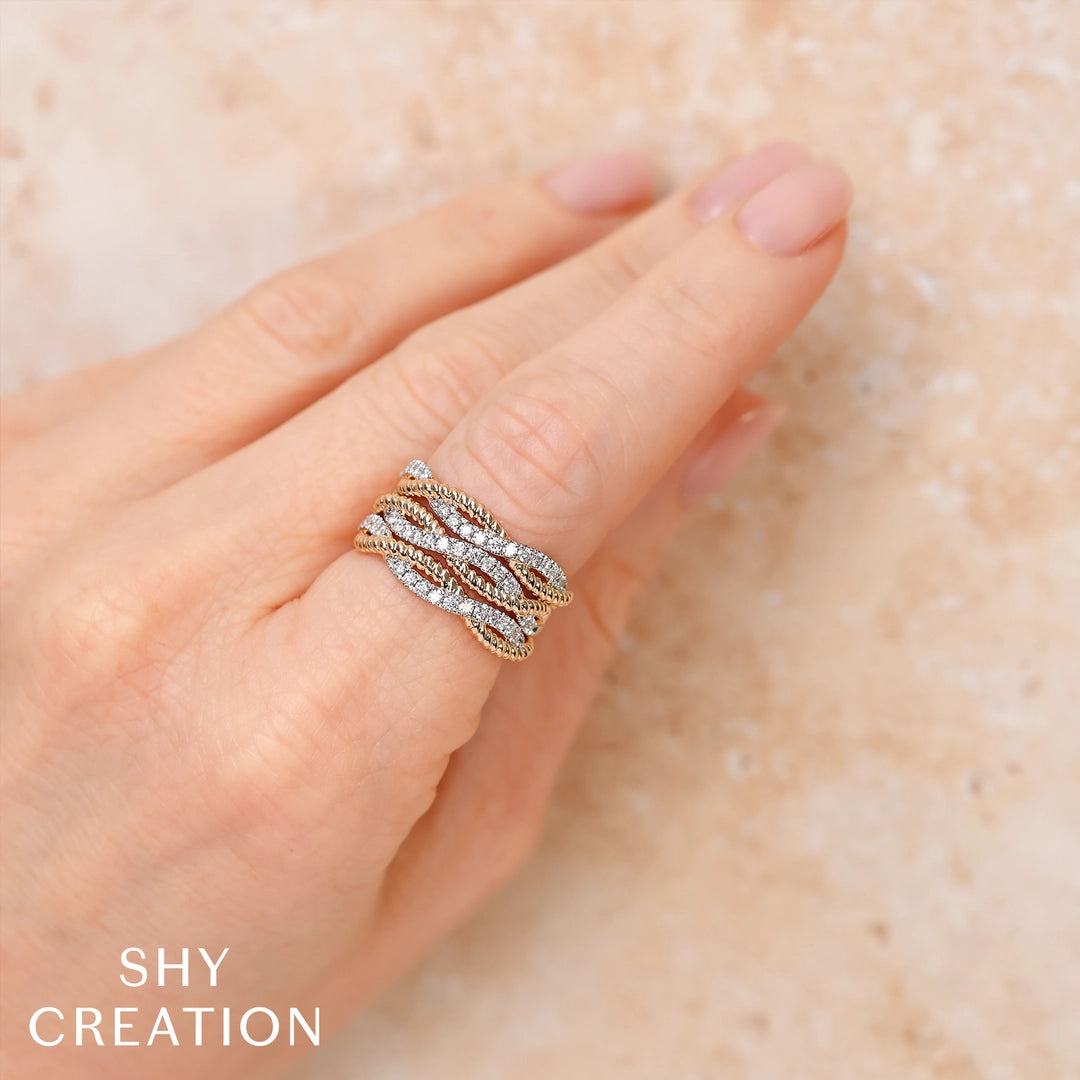 0.62Ct 14K Y/G Diamond Twisted Ring