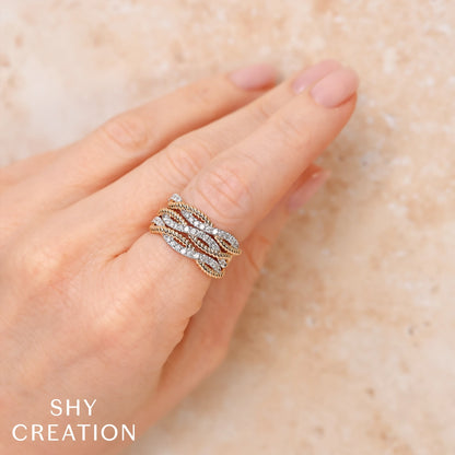 0.62Ct 14K Y/G Diamond Twisted Ring