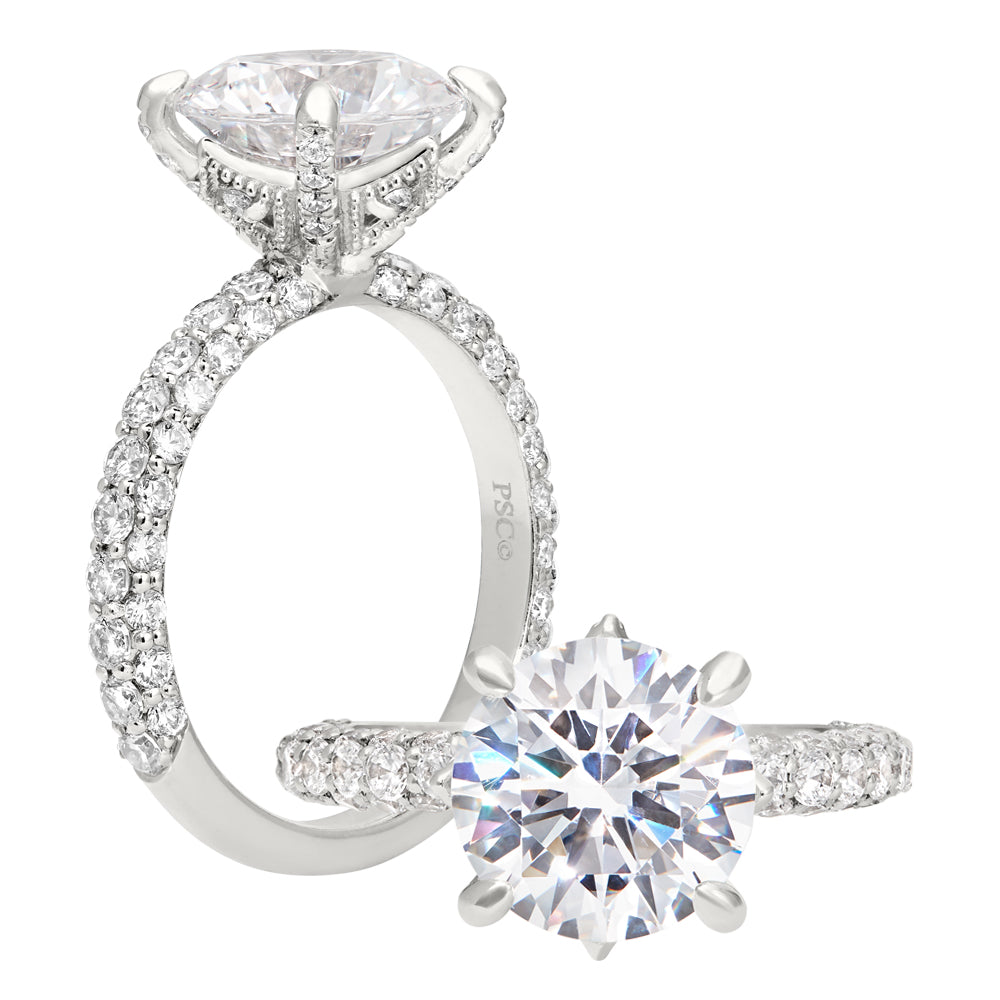 Three rows of Pave' set Diamonds with Lace head