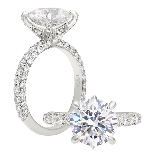Three rows of Pave' set Diamonds with Lace head