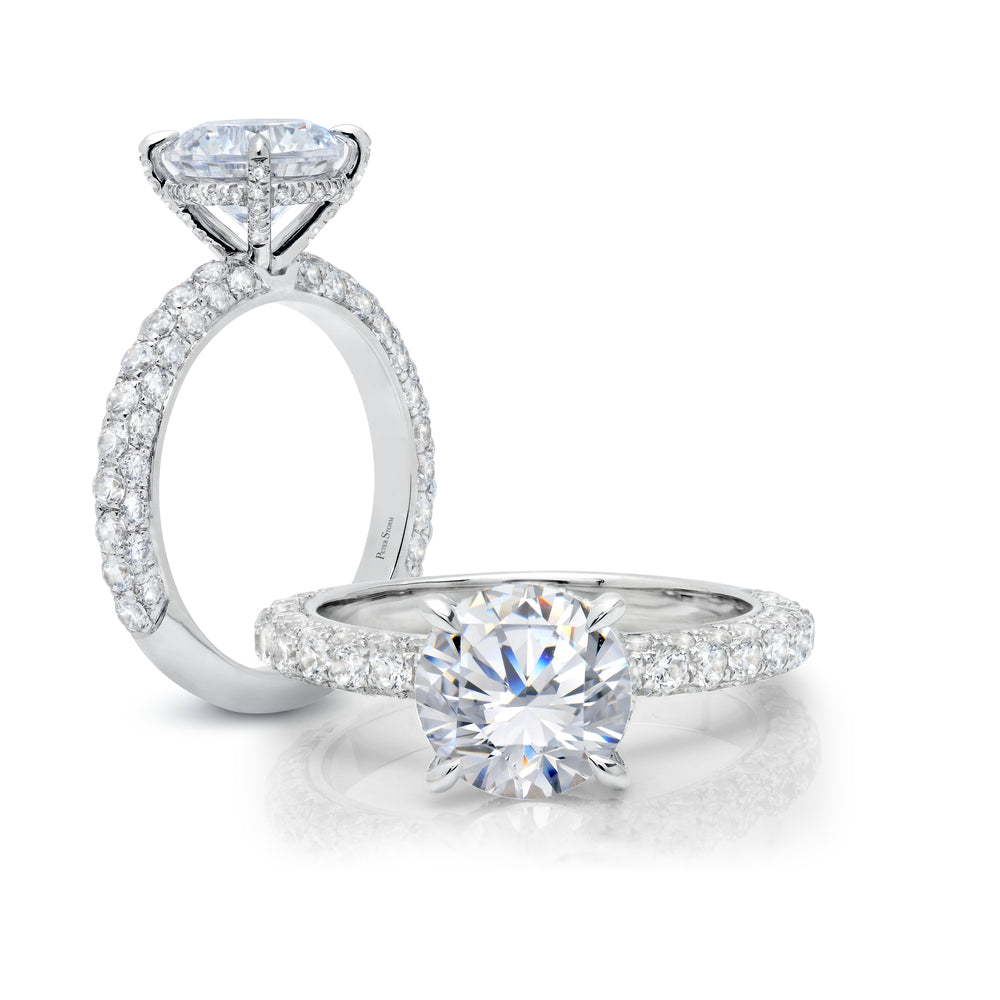 Pave ring with a Hidden Halo