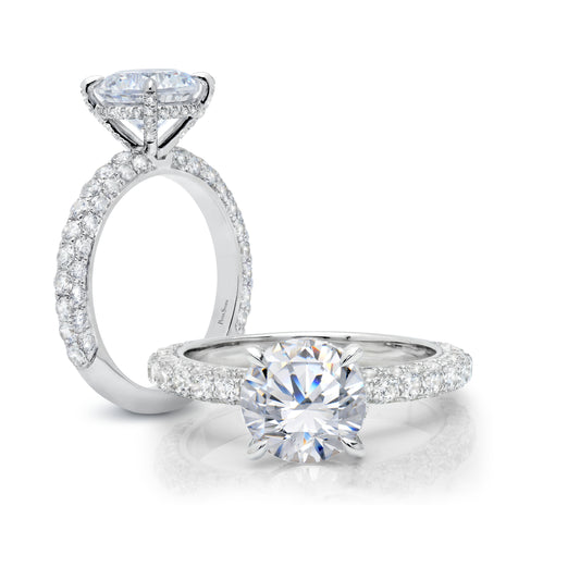 Pave ring with a Hidden Halo